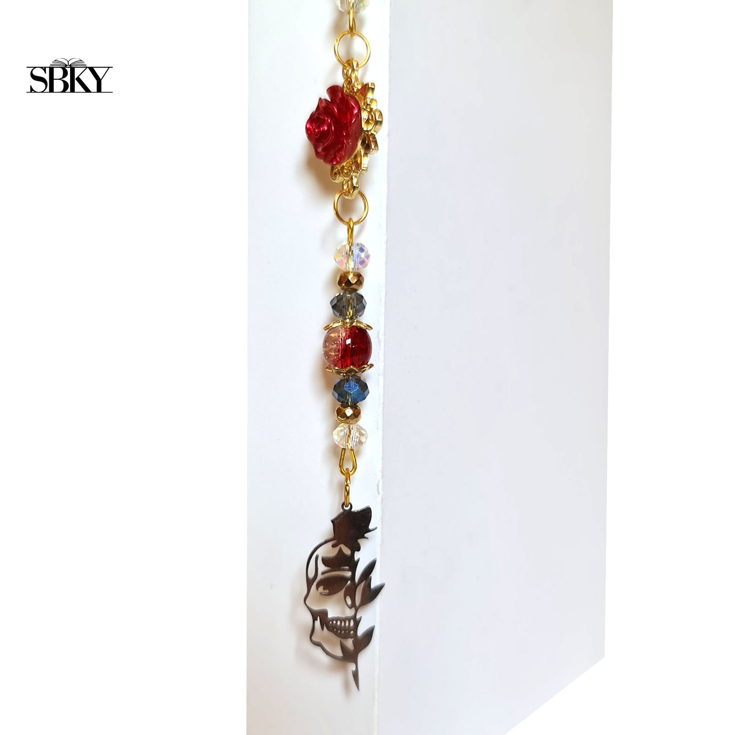 Dark Romance Rose & Mask Handmade Jewelry Bookmark