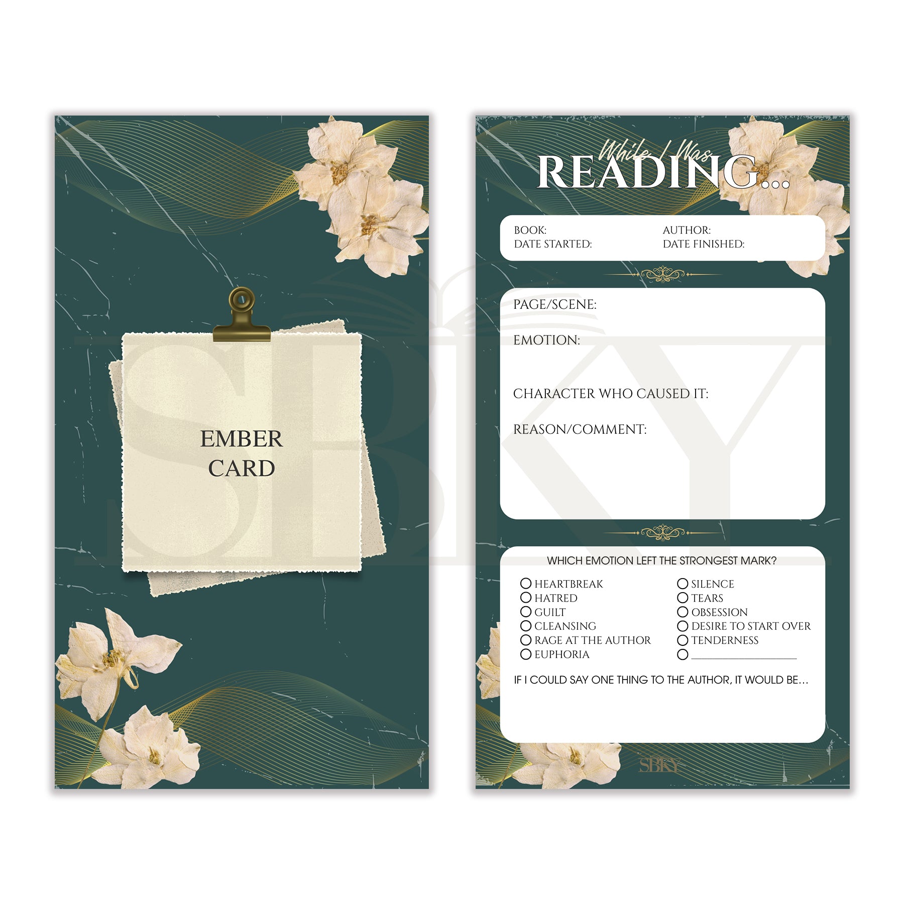 Ember Card "Emerald Bloom" - Reading Emotion Tracker