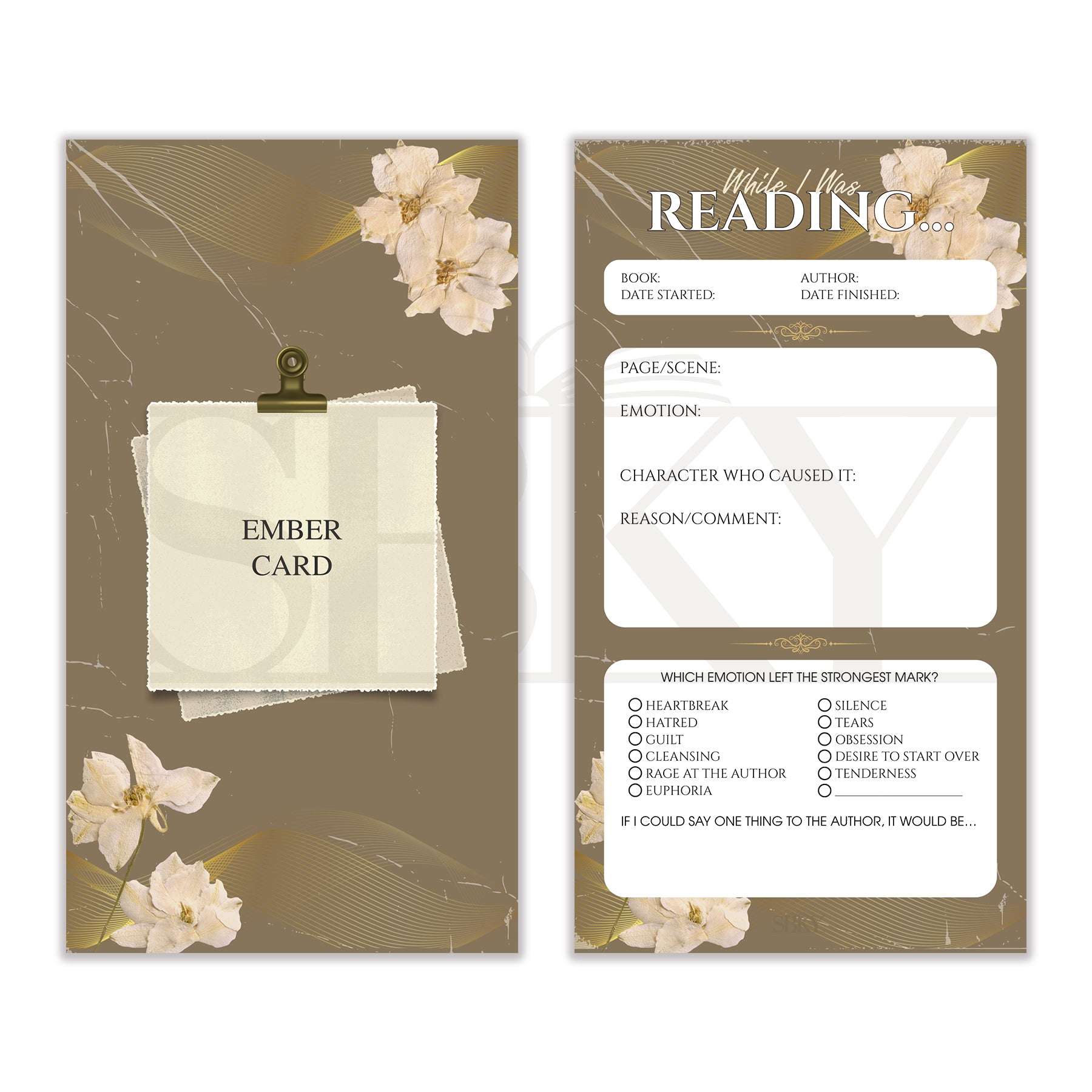 Ember Card "Ivory Bloom" - Reading Emotion Tracker