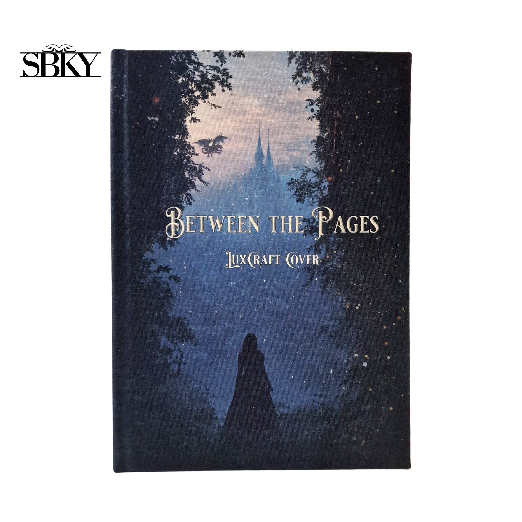 LuxCraft canvas book cover ‘Between the Pages’ – premium hardcover jacket with fantasy artwork.