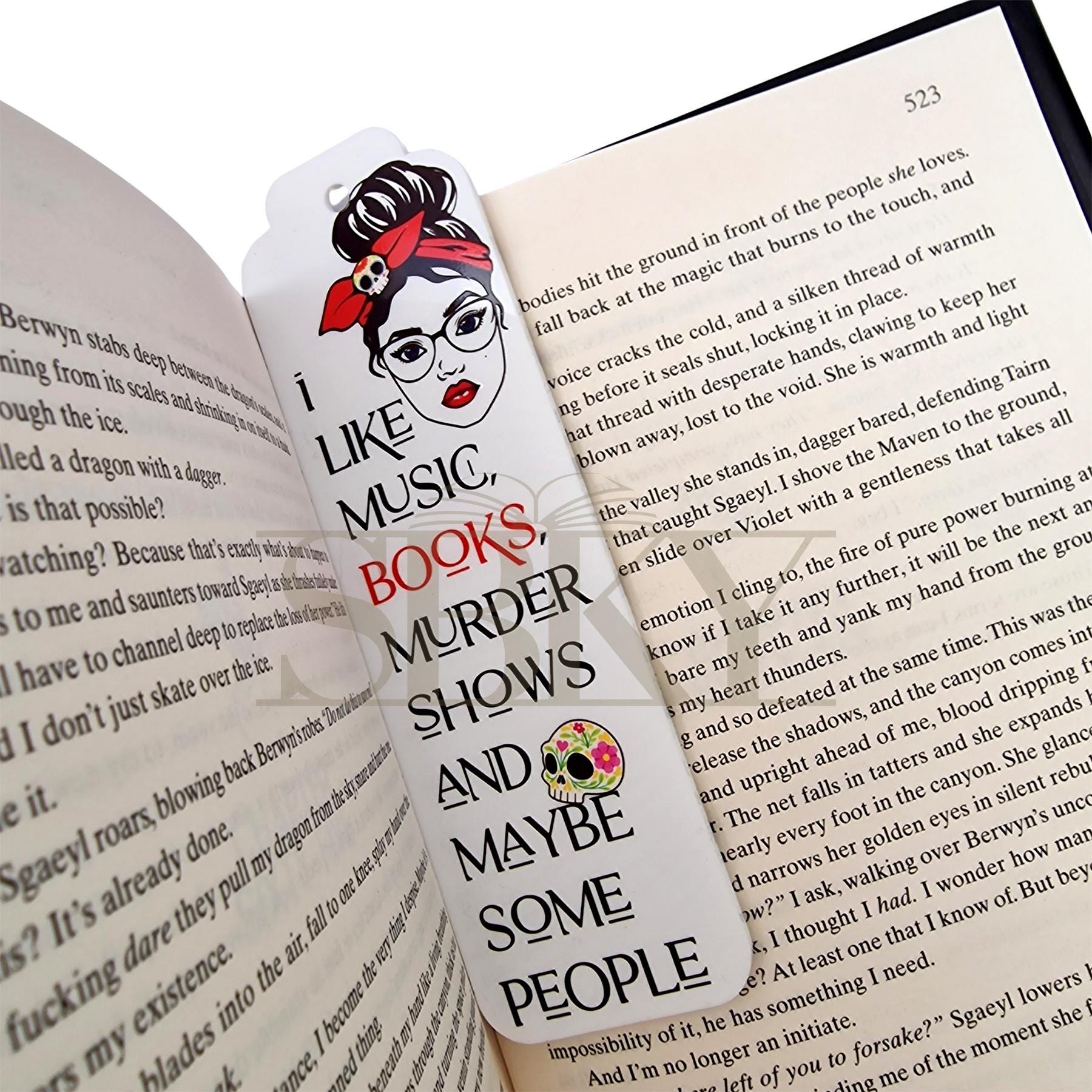 "Books, Music, and True Crime" Acrylic Bookmark
