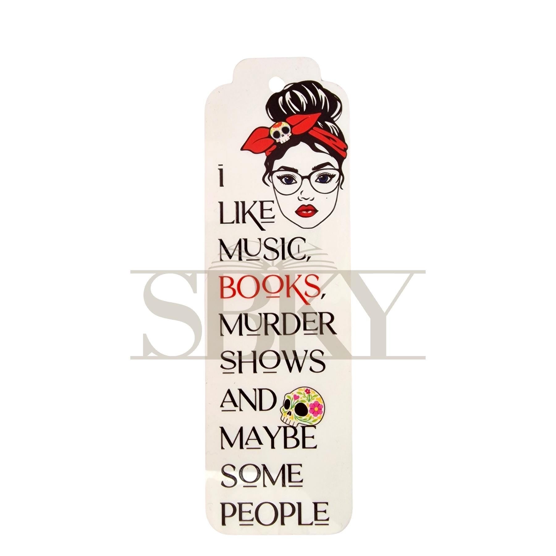 "Books, Music, and True Crime" Acrylic Bookmark